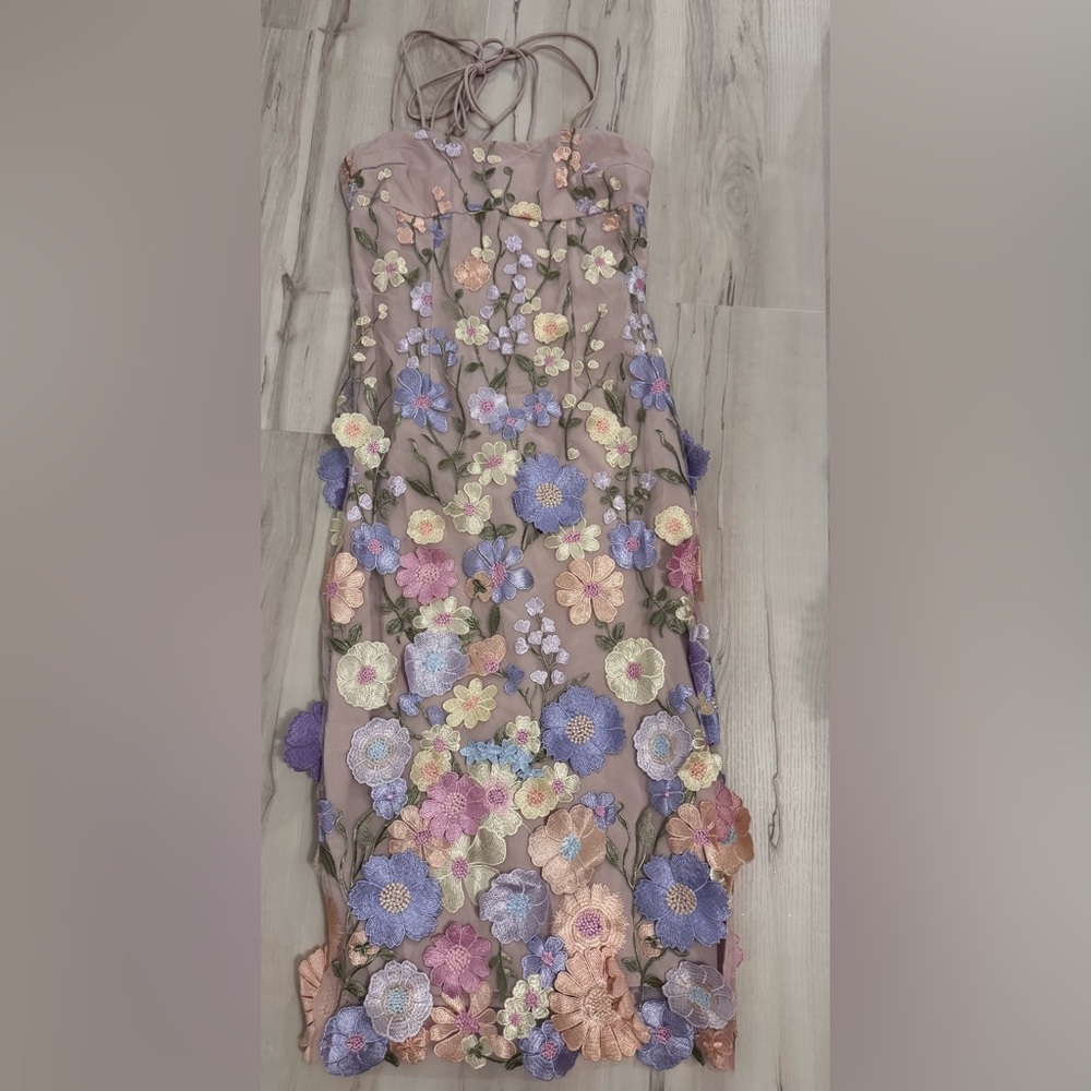 Showpo Floral Embroidered Dress - Purple and Pink - Picture 2 of 9